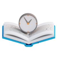 3d illustration de livre et étude temps l'horloge png