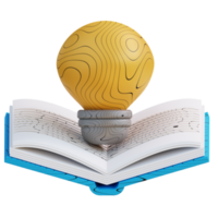 3d illustrazione di libro e idea lampada png