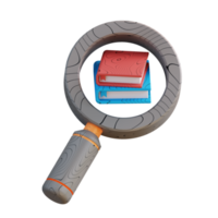 3D Illustration of magnifying glass and book png