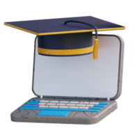 3d illustratie laptop en online diploma uitreiking png