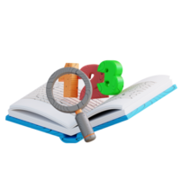 3D illustration of a counting book png