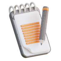 3D illustration of pencil and notebook png