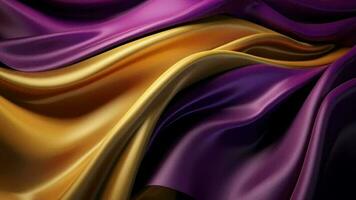 teórico Fundación con ola brillando oro y púrpura punto seda superficie. video