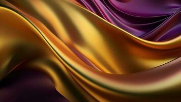 hipotético establecimiento con ola brillando oro y púrpura punto seda superficie. video
