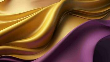 hipotético Fundação com onda brilhante ouro e roxa ponto seda superfície. video