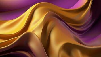 speculativo fondazione con onda splendente oro e viola punto seta superficie. video
