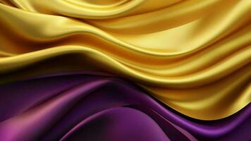 hipotético establecimiento con ola brillando oro y púrpura punto seda superficie. video