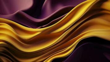 ipotetico fondazione con onda splendente oro e viola punto seta superficie. video