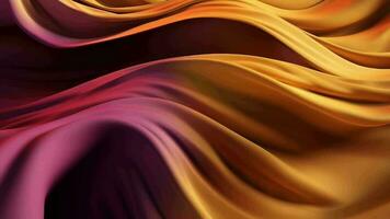 teórico estabelecimento com onda brilhante ouro e roxa ponto seda superfície. video