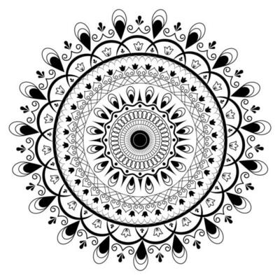 Symmetrical Mandala Pattern Design in Line Art.