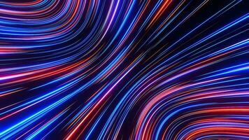 Flowing abstract neon lines. Loop animation video