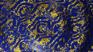 blå vågig bakgrund med guld fläckar. oändligt looped animering video
