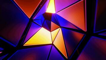 Flying through a tunnel of blue and yellow triangles. Loop animation video