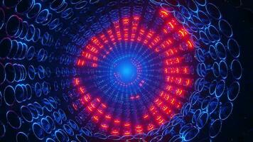 Tunnel with luminous red spheres moving in waves. Infinitely looped animation video