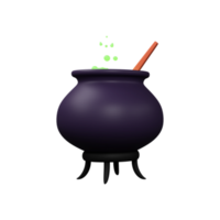 3D Render of Boiling Cauldron Pot Element On White Background. png