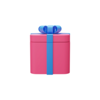 azul y rosado regalo caja 3d icono en negro antecedentes. png