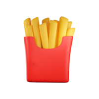 realista francés papas fritas rojo caja icono en 3d estilo. png