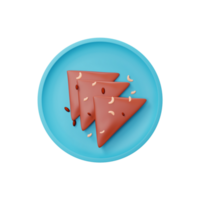 3D Style Shahi Tukda Blue Plate Top View Icon On White Background. png