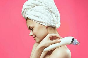 woman with bare shoulders and skin cleansing spa procedures cosmetology photo