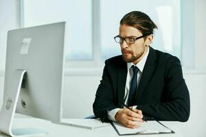 man in a suit in a suit office work phone Lifestyle photo