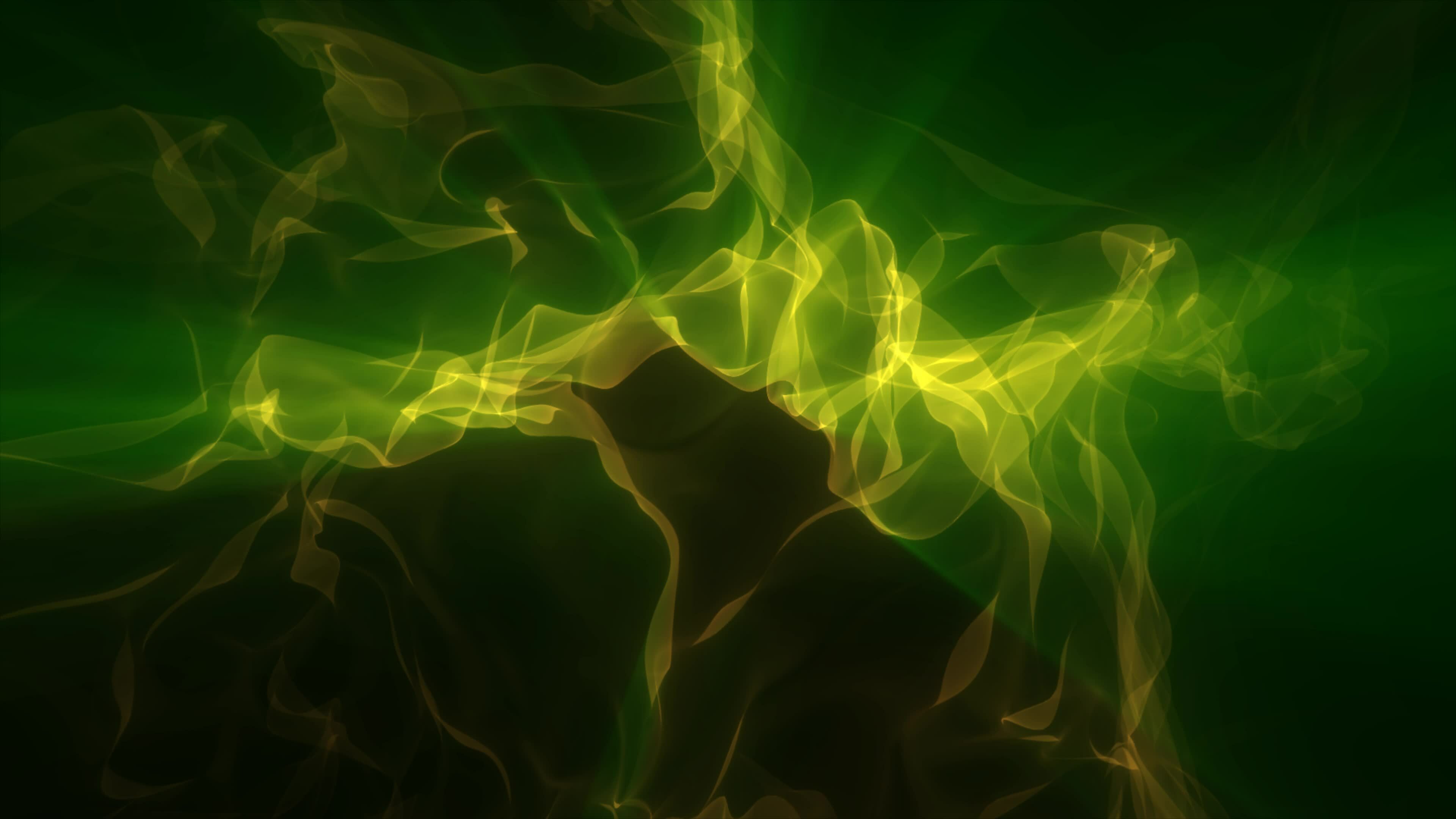 Abstract green energy magical waves glowing background, 4k video, 60