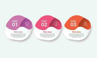 3 steps modern and editable process chart infographics element. Presentation business infographic template design vector