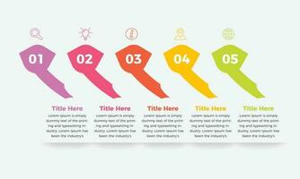 5 steps modern and editable process chart infographics element. Presentation business infographic template design vector