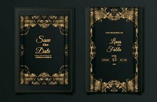 invitation wedding luxury card set vector