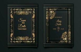luxury elegant wedding invitation card set vector