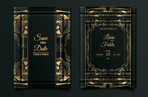 luxury Elegant wedding invitation design set vector