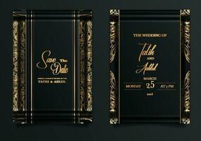 luxury wedding invitation card design set vector