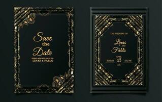 luxury vintage wedding invitation set vector