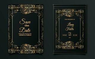 luxury vintage wedding invitation set vector