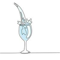 dibujo de una sola línea de cerca vertiendo agua de bebida fresca purificada en un vaso. echando agua. verter agua potable fresca y limpia en un vaso. ilustración de vector gráfico de diseño de dibujo de línea continua