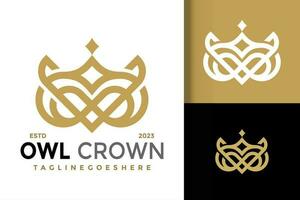 Owl Crown Logo vector icon illustration
