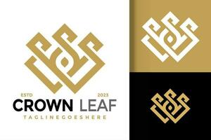 Crown Leaf Logo vector icon illustration