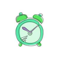 reloj de alarma dibujado a mano de dibujo continuo de una línea aislado sobre fondo blanco. ilustración vectorial antigua. conjunto de estilo de caligrafía moderna. ilustración gráfica de vector de diseño de dibujo de una sola línea