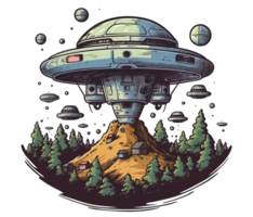 ufo dipinto nel freddo acquerello . ai generato png