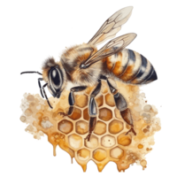 aquarelle abeille nid d'abeille mon chéri . ai généré png