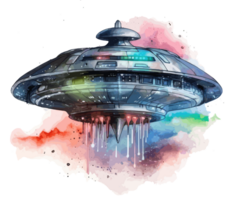 ufo dipinto nel freddo acquerello . ai generato png