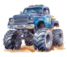 Monster truck with multicolored paint splash . png