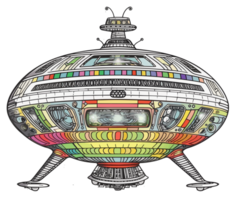 ufo dipinto nel freddo acquerello . ai generato png