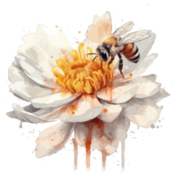 aquarelle abeille nid d'abeille mon chéri fleurs . ai généré png