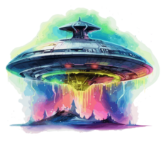 UFO pintado dentro legal aguarela . ai gerado png