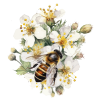 Aquarell Biene Bienenwabe Honig Blumen . ai generiert png