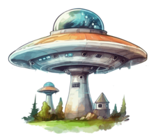 UFO painted in cool watercolor . png