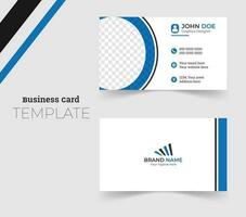 Simple, minimalistic and professional business card template in blue and black colour vector