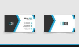 Simple minimalistic and modern business card template in blue and black color. vector