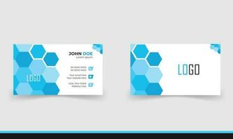 Simple minimalistic and modern business card template in blue and white color. vector