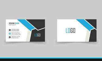 Simple minimalistic and modern business card template in blue and black color. vector